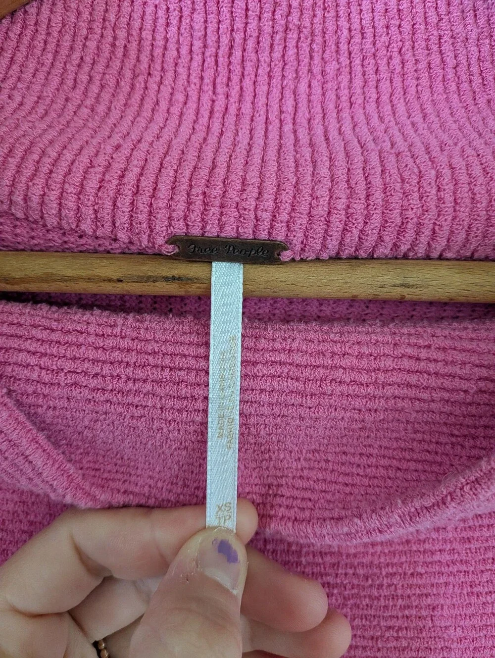 Free People Pink Cowlneck Knit Sweater | Size XS
